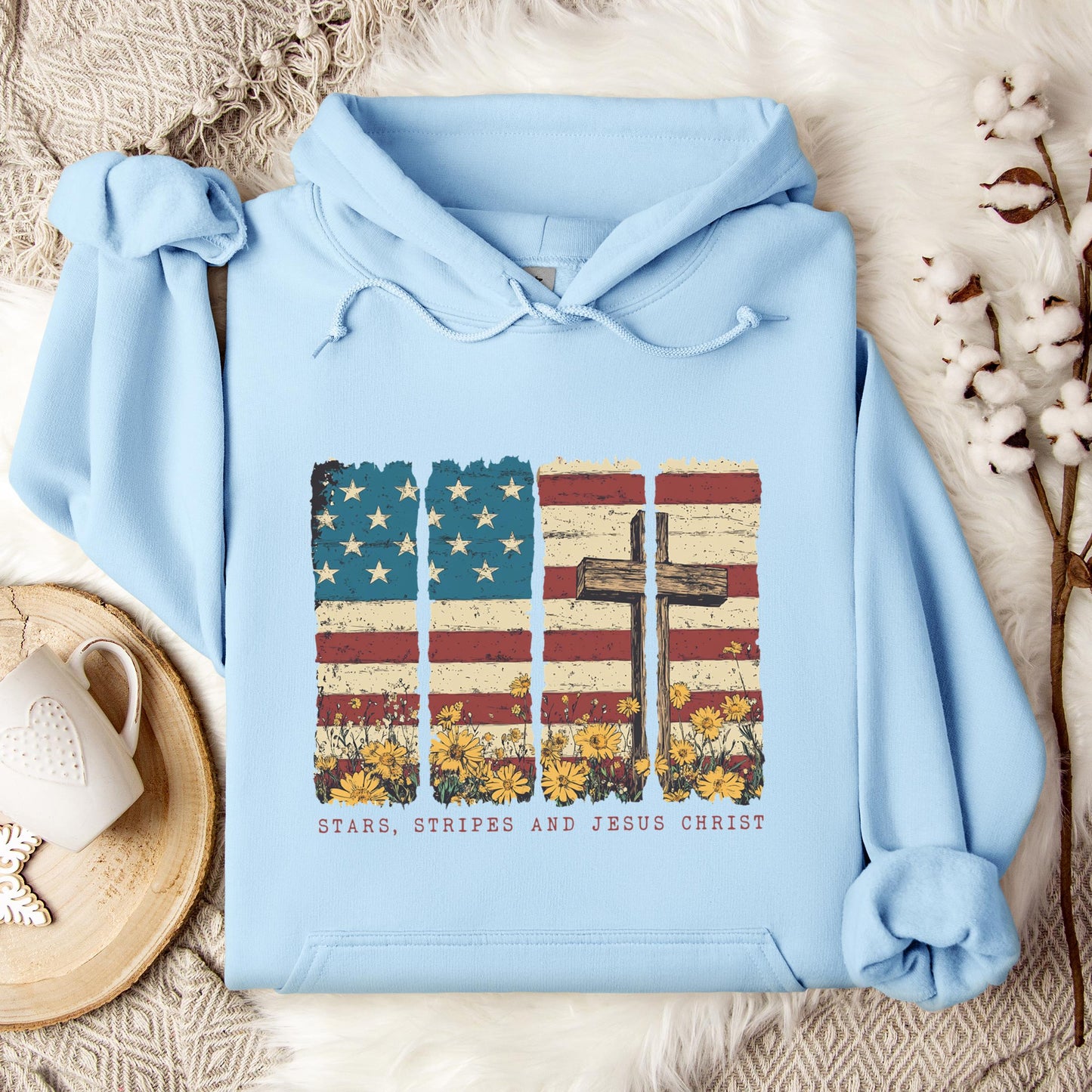 Stars Stripes And Jesus Christ Hoodie