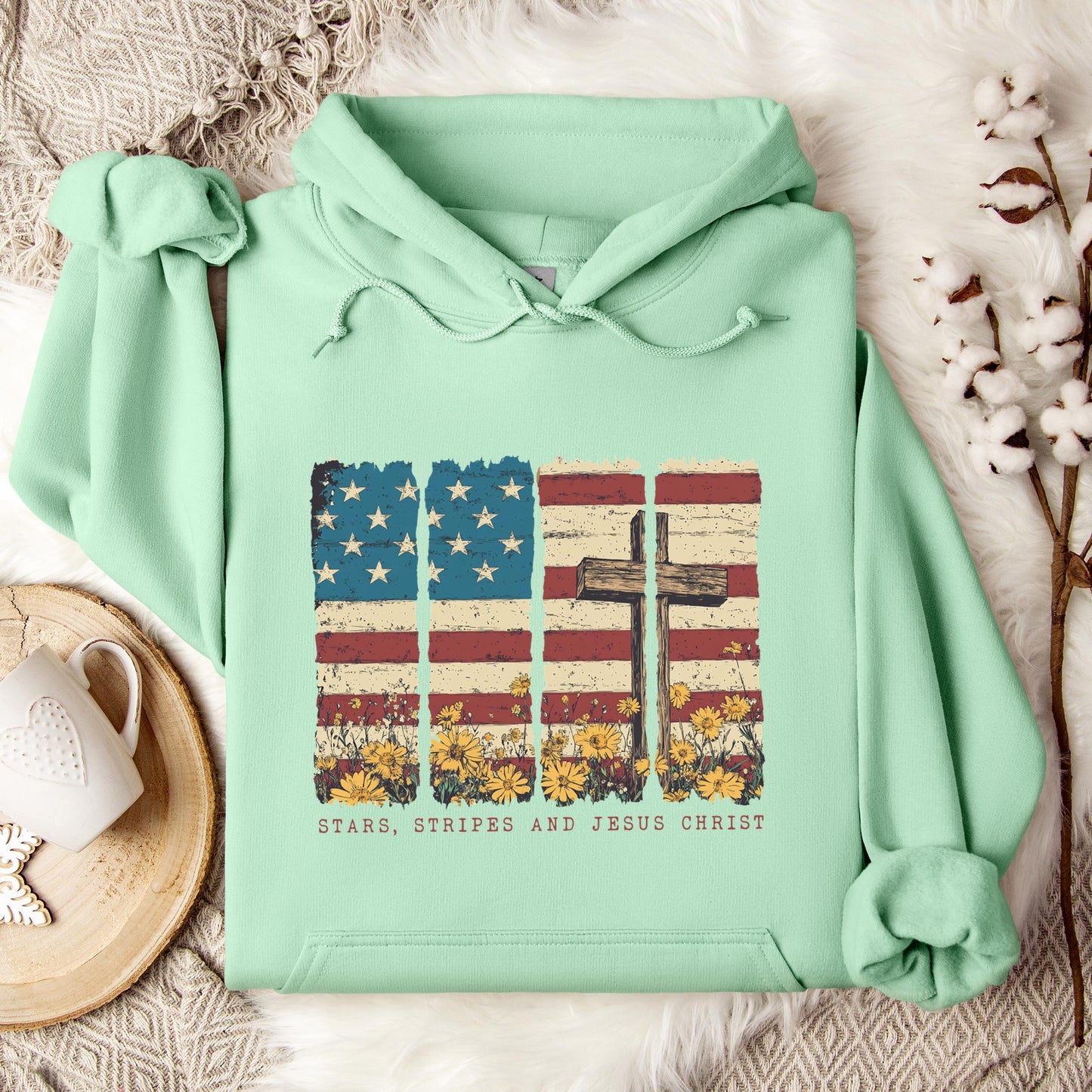Stars Stripes And Jesus Christ Hoodie