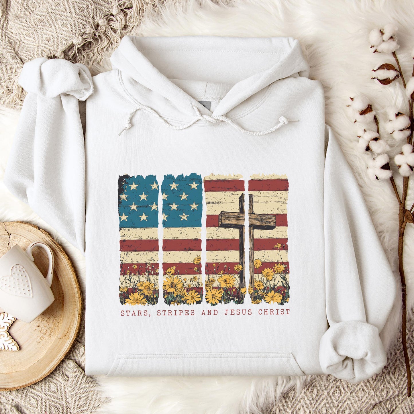 Stars Stripes And Jesus Christ Hoodie