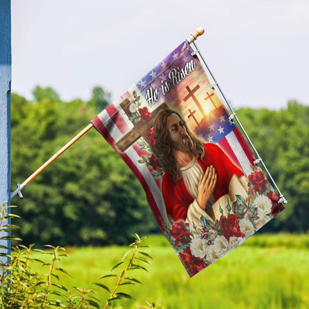 Easter Jesus Christ He Is Risen Flag