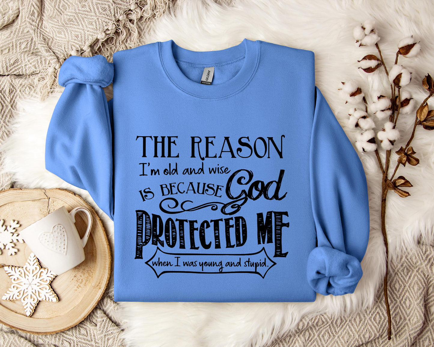 The Reason I'm Old And Wise Is Becasue God Protected Me When I Was Young And Stupid Sweatshirt