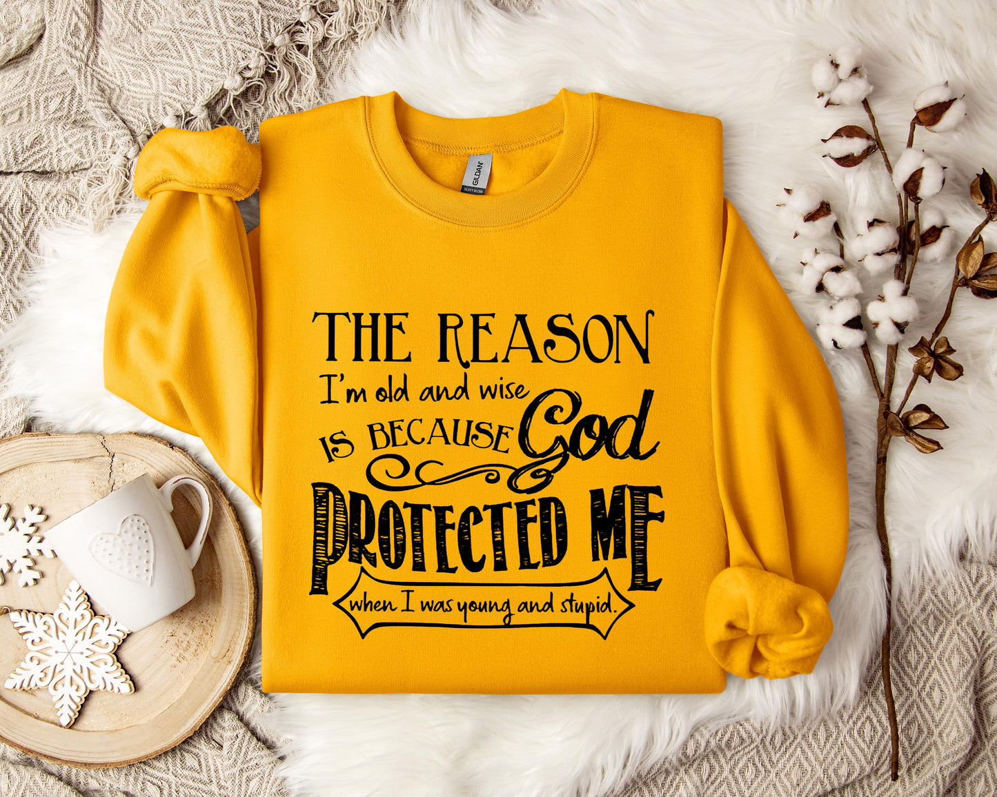 The Reason I'm Old And Wise Is Becasue God Protected Me When I Was Young And Stupid Sweatshirt