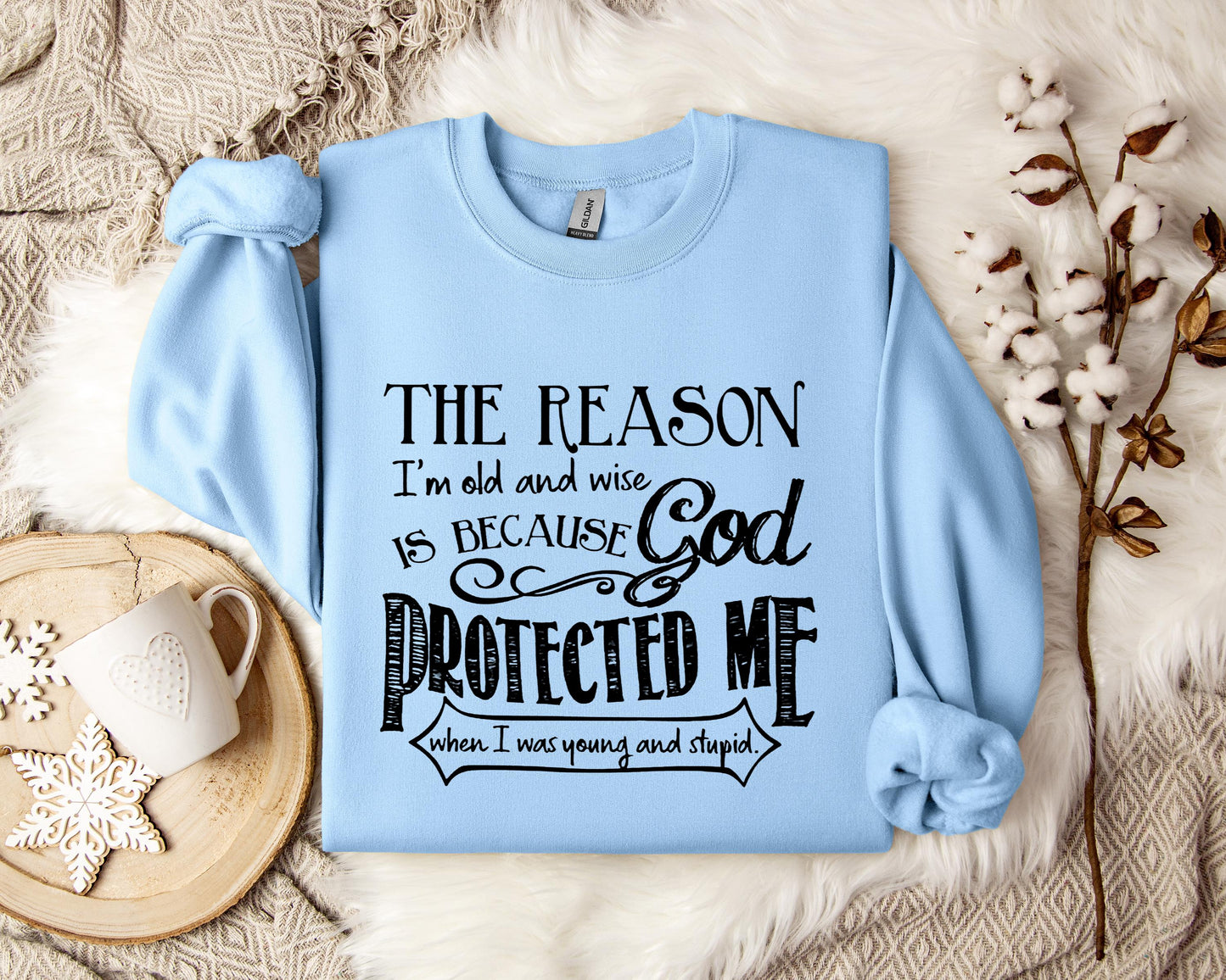The Reason I'm Old And Wise Is Becasue God Protected Me When I Was Young And Stupid Sweatshirt
