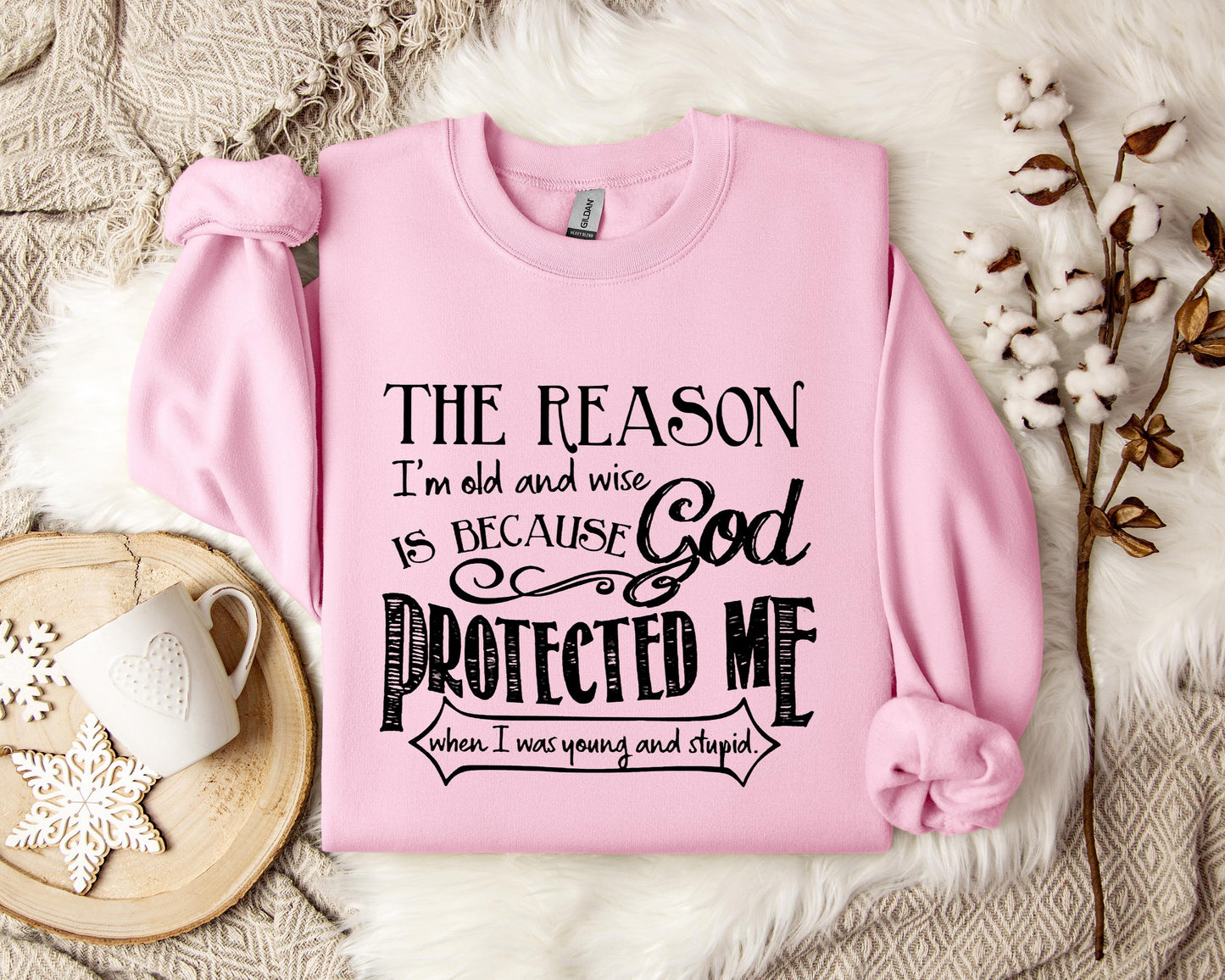 The Reason I'm Old And Wise Is Becasue God Protected Me When I Was Young And Stupid Sweatshirt