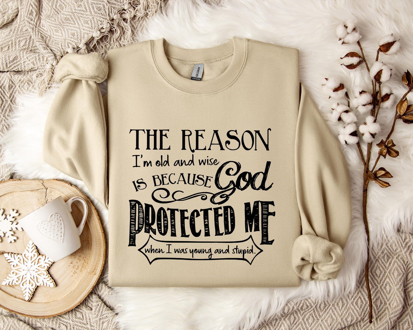 The Reason I'm Old And Wise Is Becasue God Protected Me When I Was Young And Stupid Sweatshirt