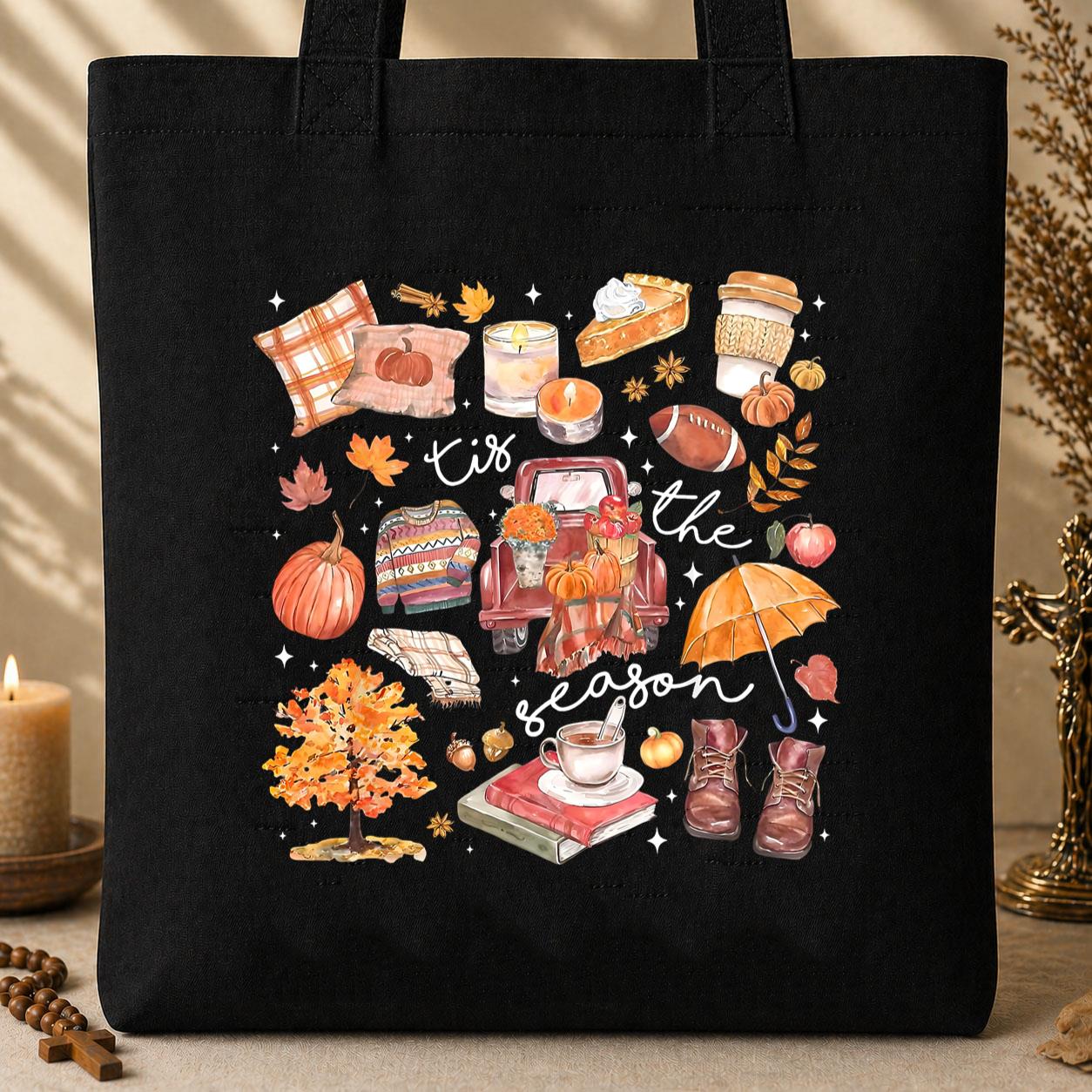 Tis The Season Pumpkin Autumn Fall Tote Bag