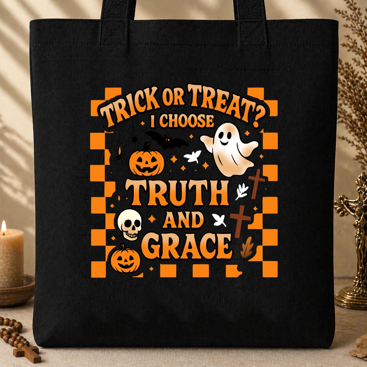 Trick Or Treat I Choose Truth And Grace Tote Bag