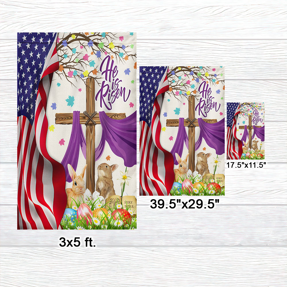 Easter Rabbit Jesus Cross He Is Risen American Flag