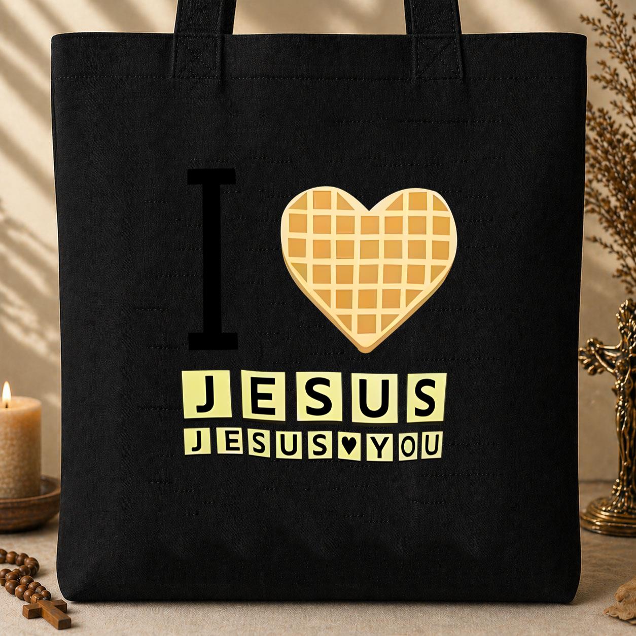 Waffle I Love Jesus Jesus Loves You Tote Bag