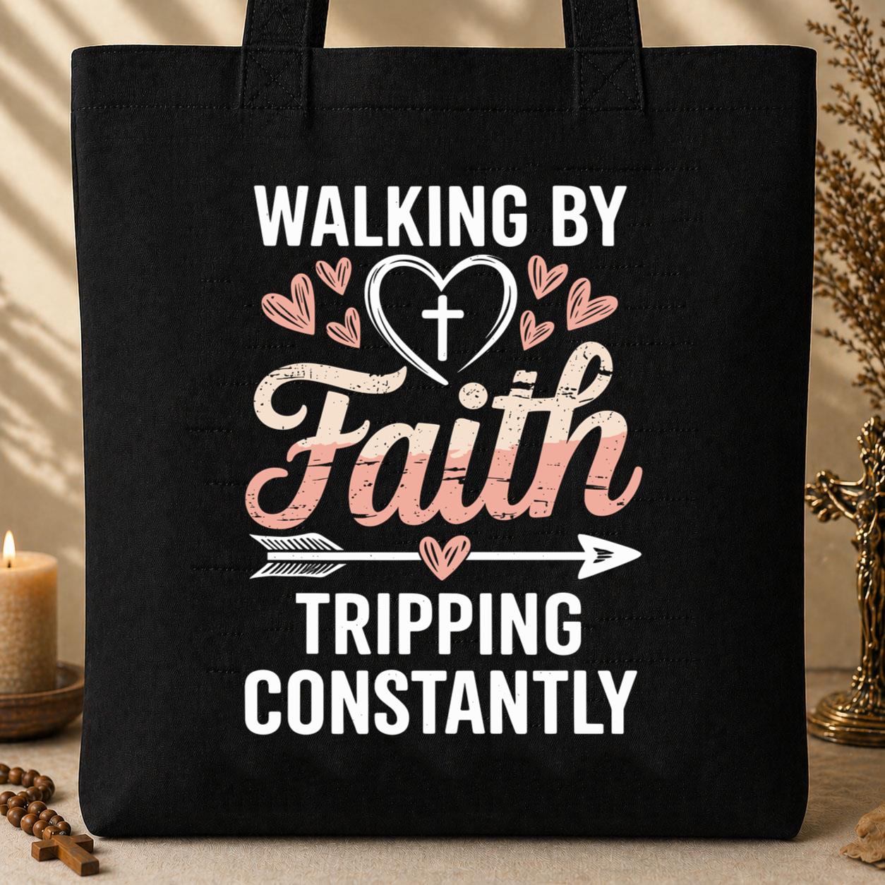 Walking By Faith Tripping Constantly 16 Tote Bag