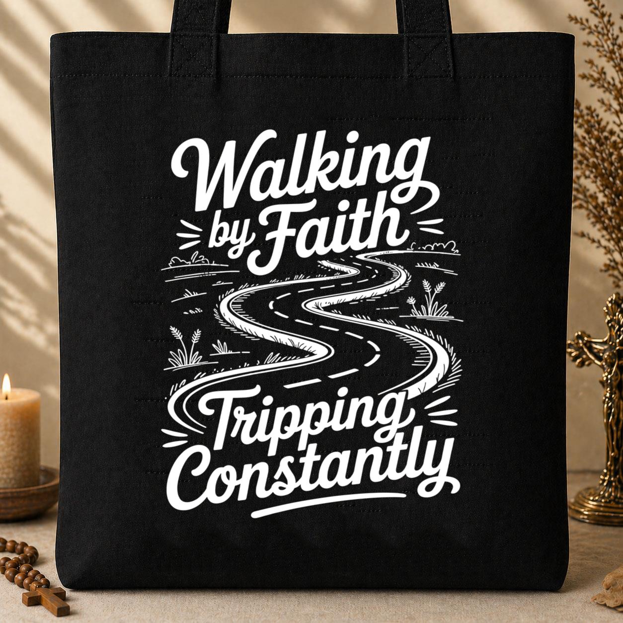 Walking By Faith Tripping Constantly 20 Tote Bag