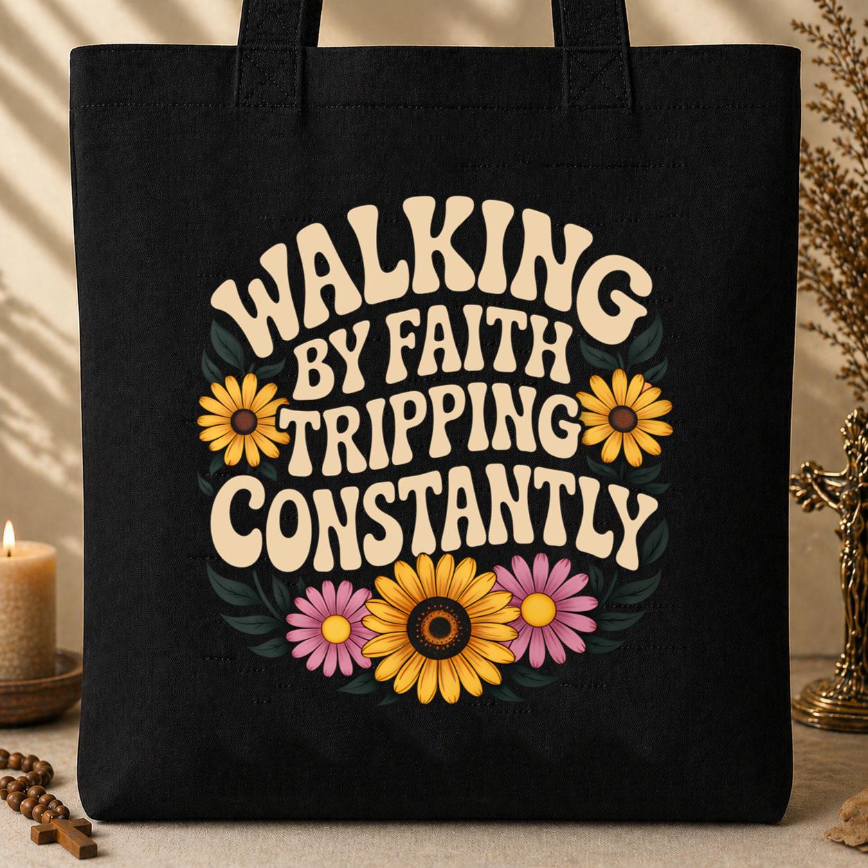 Walking By Faith Tripping Constantly 27 Tote Bag