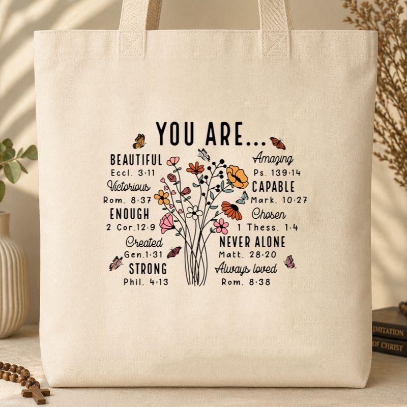 Wildflowers Bible Verse Tote Bag