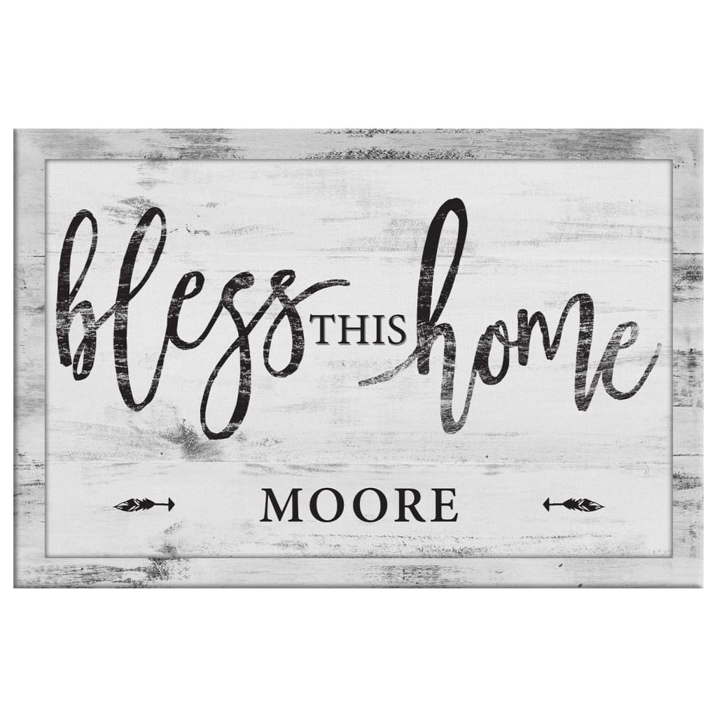 Personalized "Bless This Home" Christian Wall Art Canvas with Family Name