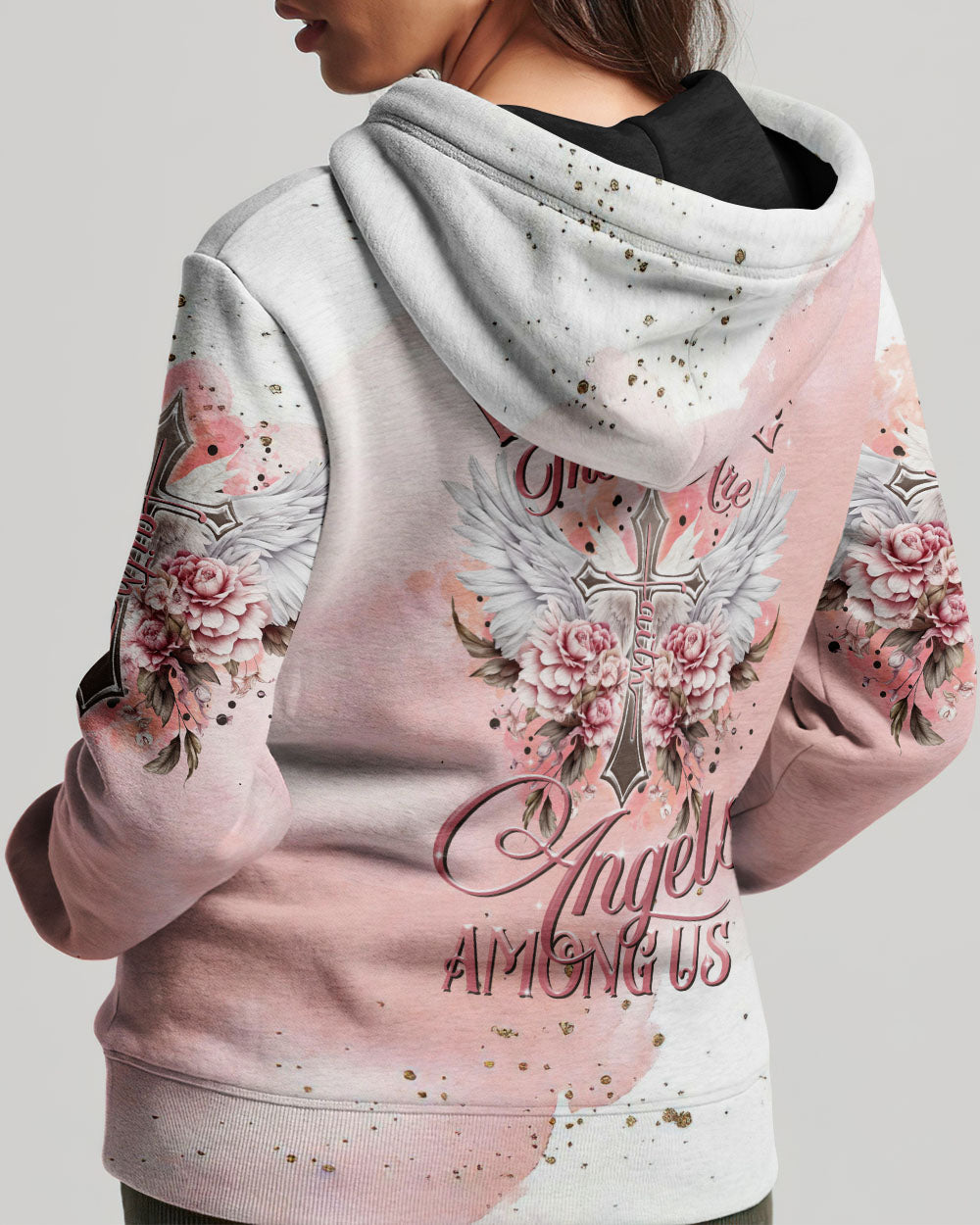 I Believe There Are Angels Among Us Floral Wings Hoodie
