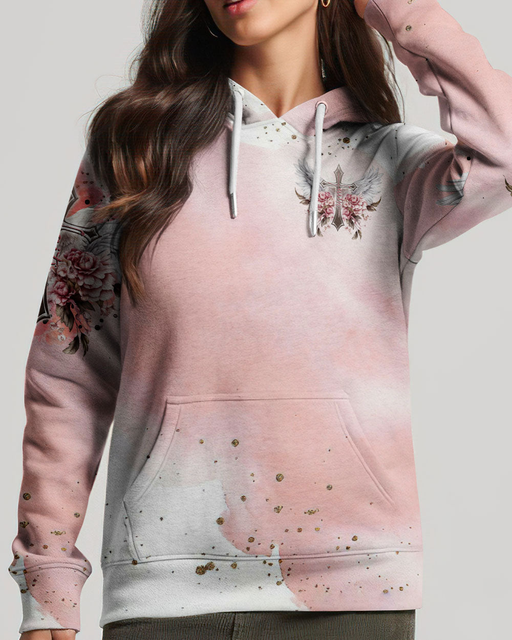 I Believe There Are Angels Among Us Floral Wings Hoodie
