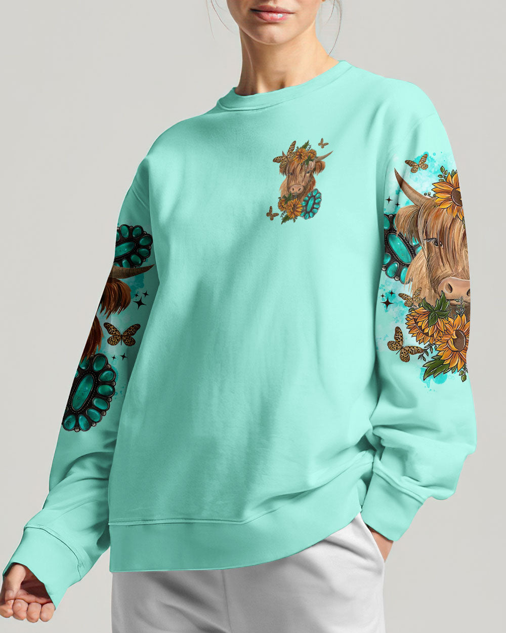 Living Life Somewhere Between Jesus Cow Sweatshirt