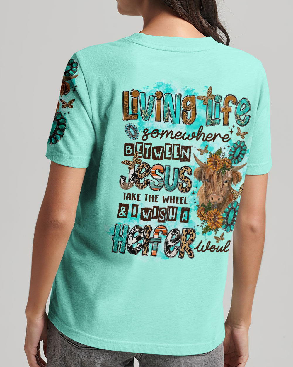 Living Life Somewhere Between Jesus Cow T-Shirt