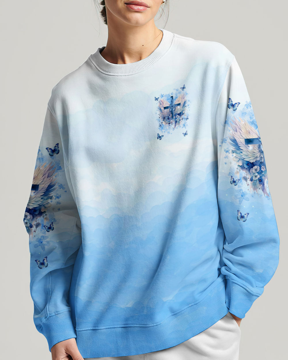 When God Steps In Miracles Happen Wings Sweatshirt 1