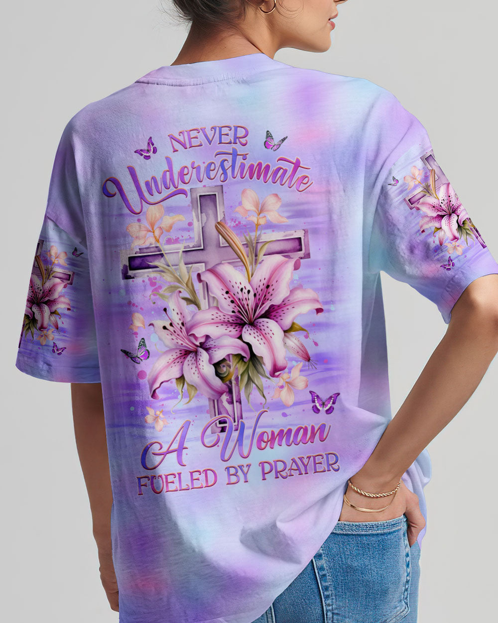 Never Underestimate A Woman Fueled By Prayer T-Shirt