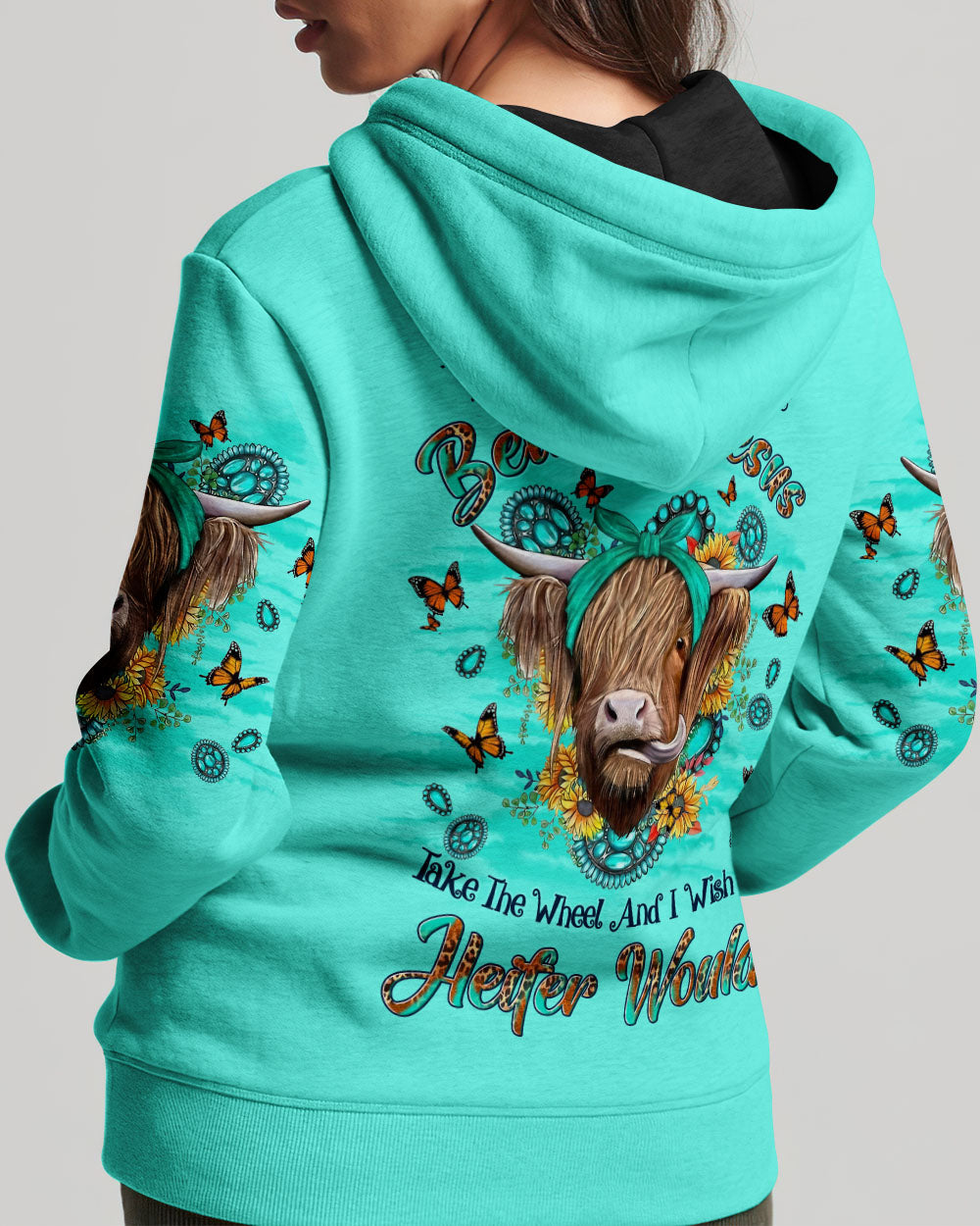 Living Life Somewhere Between Jesus Heifer Hoodie 1