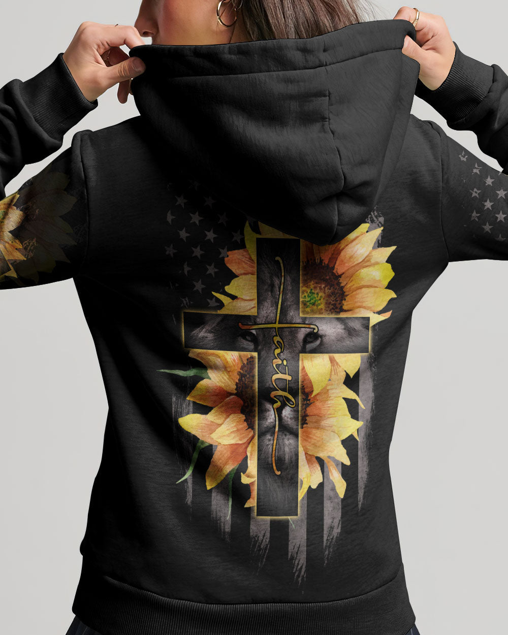 Faith Lion Cross Flag Hoodie