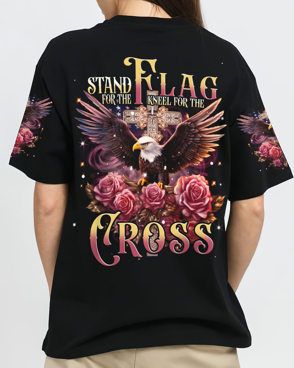 Stand For The Flag Kneel For The Cross Eagle T-Shirt
