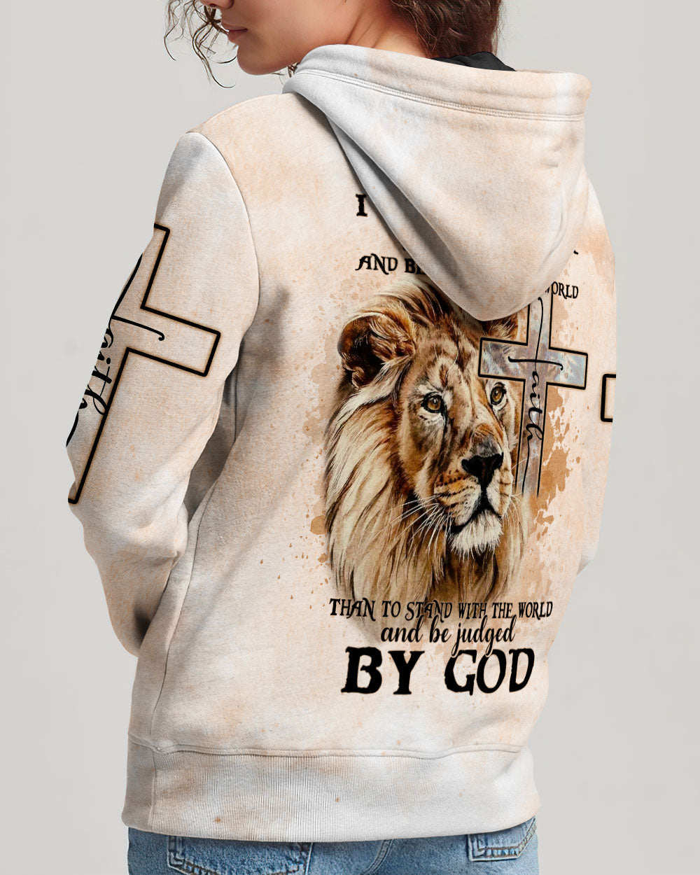 I Would Rather Stand With God Painting Lion Hoodie 1