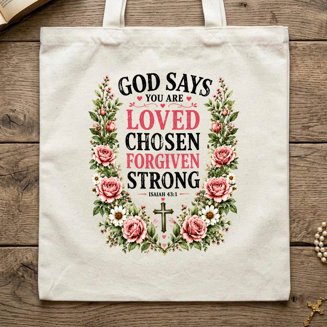God Says You Are Loved Chosen Forgiven Strong Isaiah 43.1 01