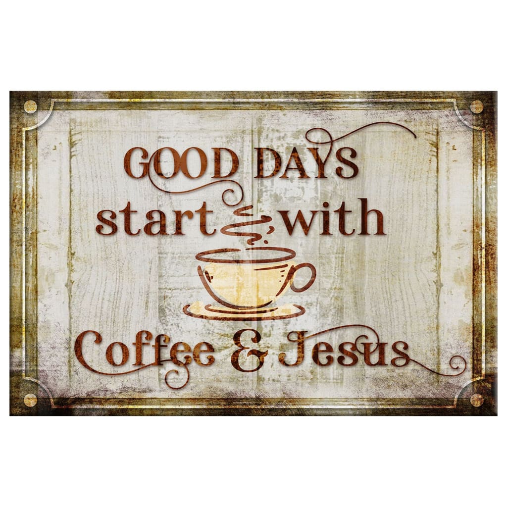 Good Days Start With Coffee And Jesus, Modern Farmhouse, Wall Art Canvas