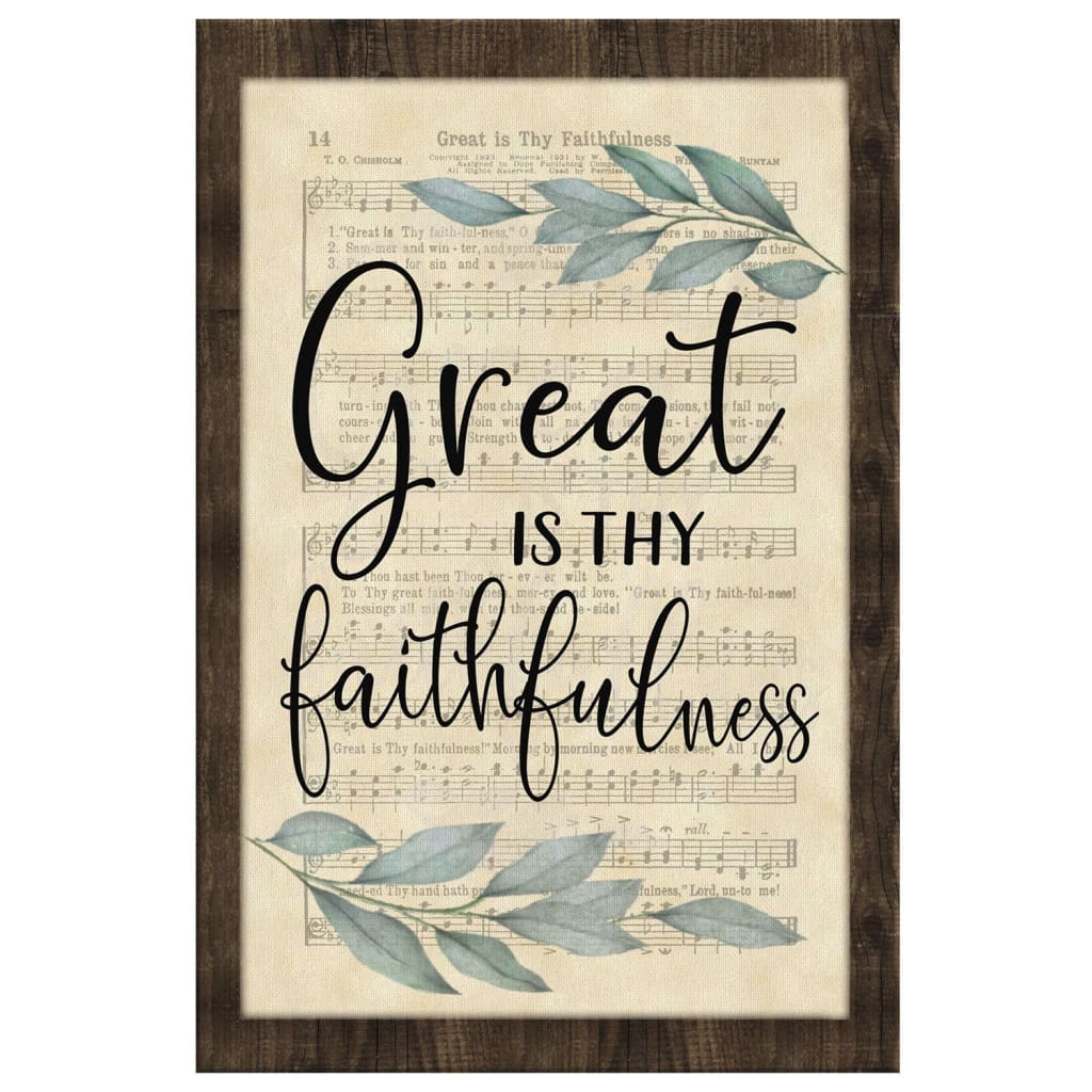 Rustic, Great Is Thy Faithfulness Wall Art Canvas, Christian Hymns Wall Art