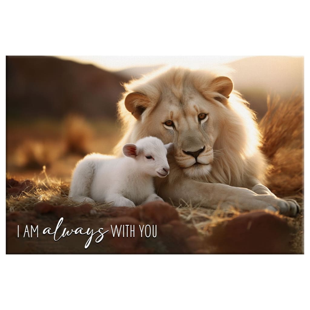 I Am Always With You, Lion and Lamb, Christian Wall Art Canvas