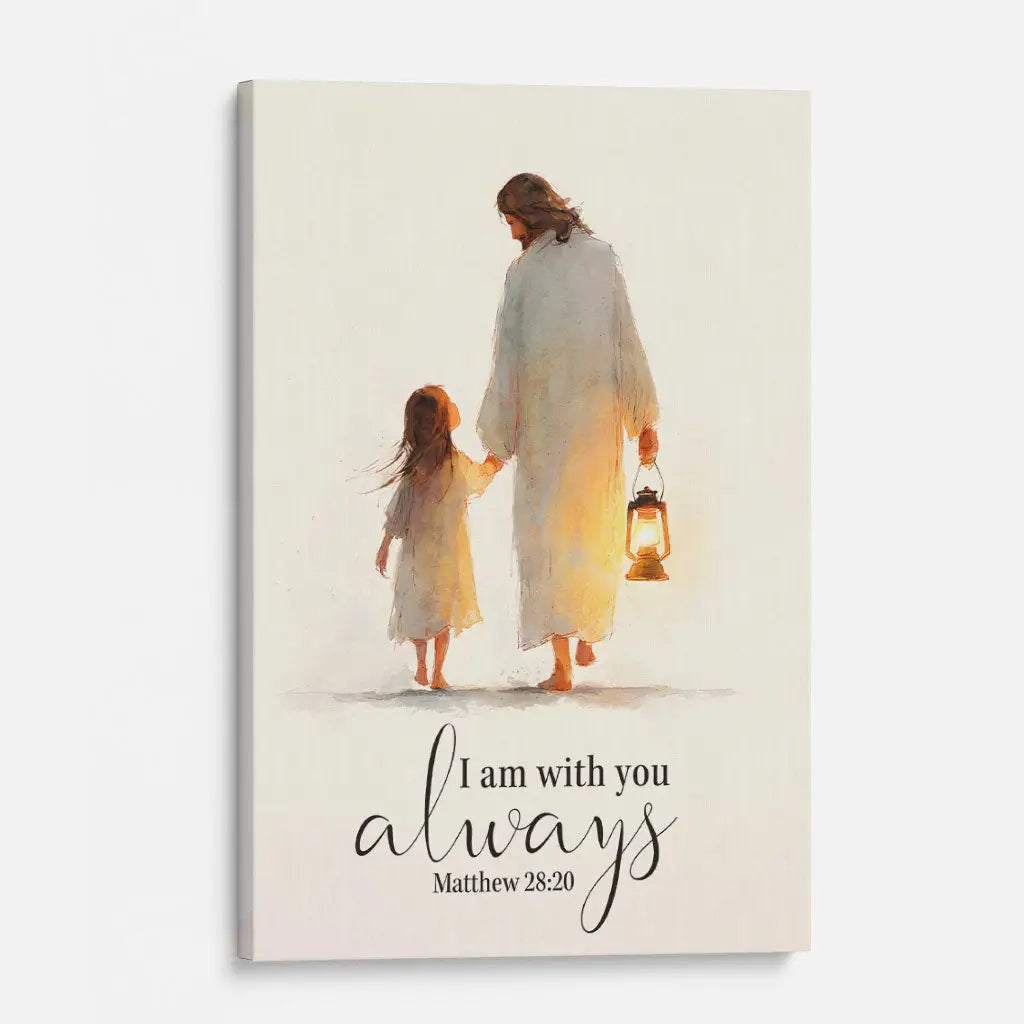 Jesus Holding Child’s Hand – I Am With You Always - Christian Wall Art Canvas