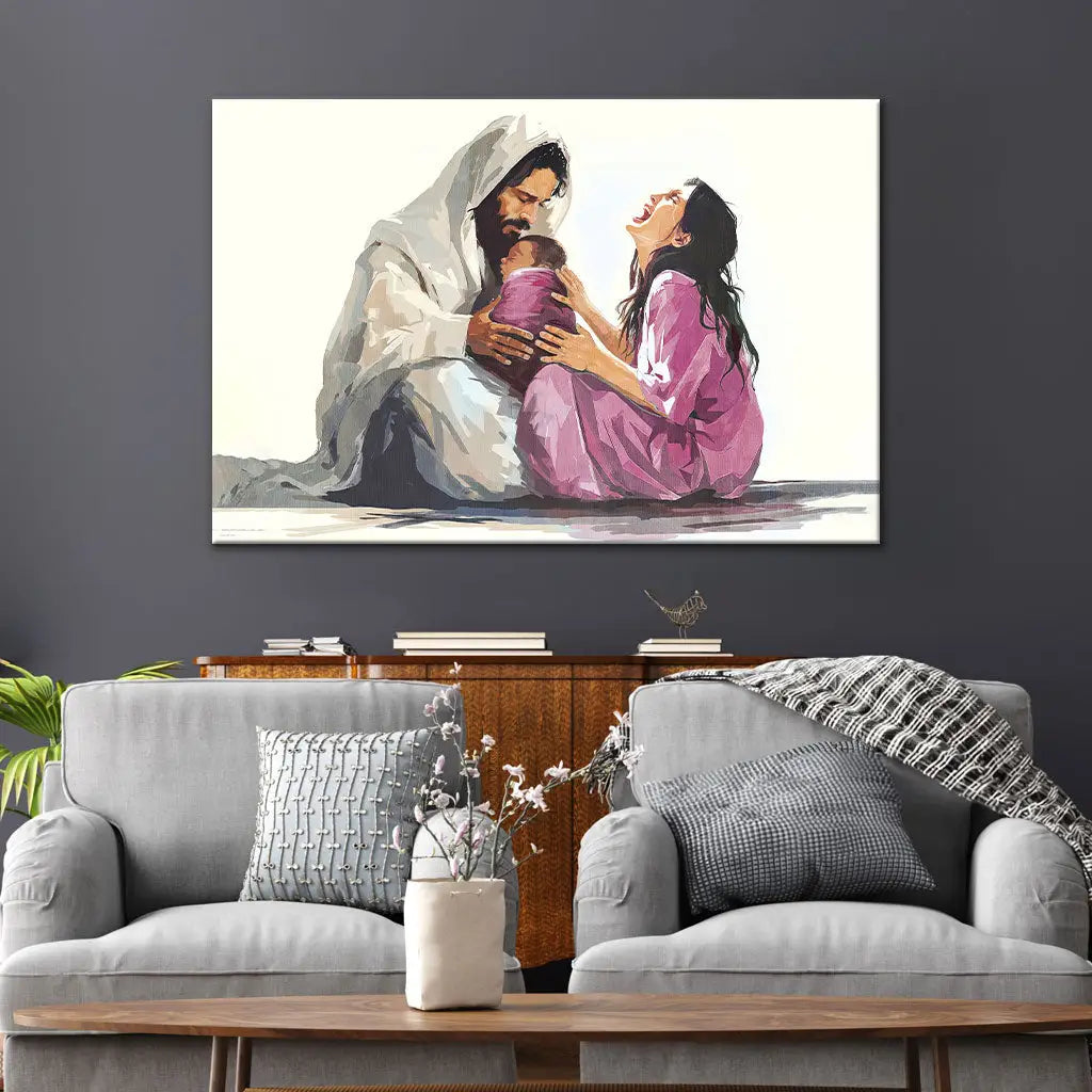 Jesus Is Close to the Brokenhearted Woman Christian Wall Art Canvas