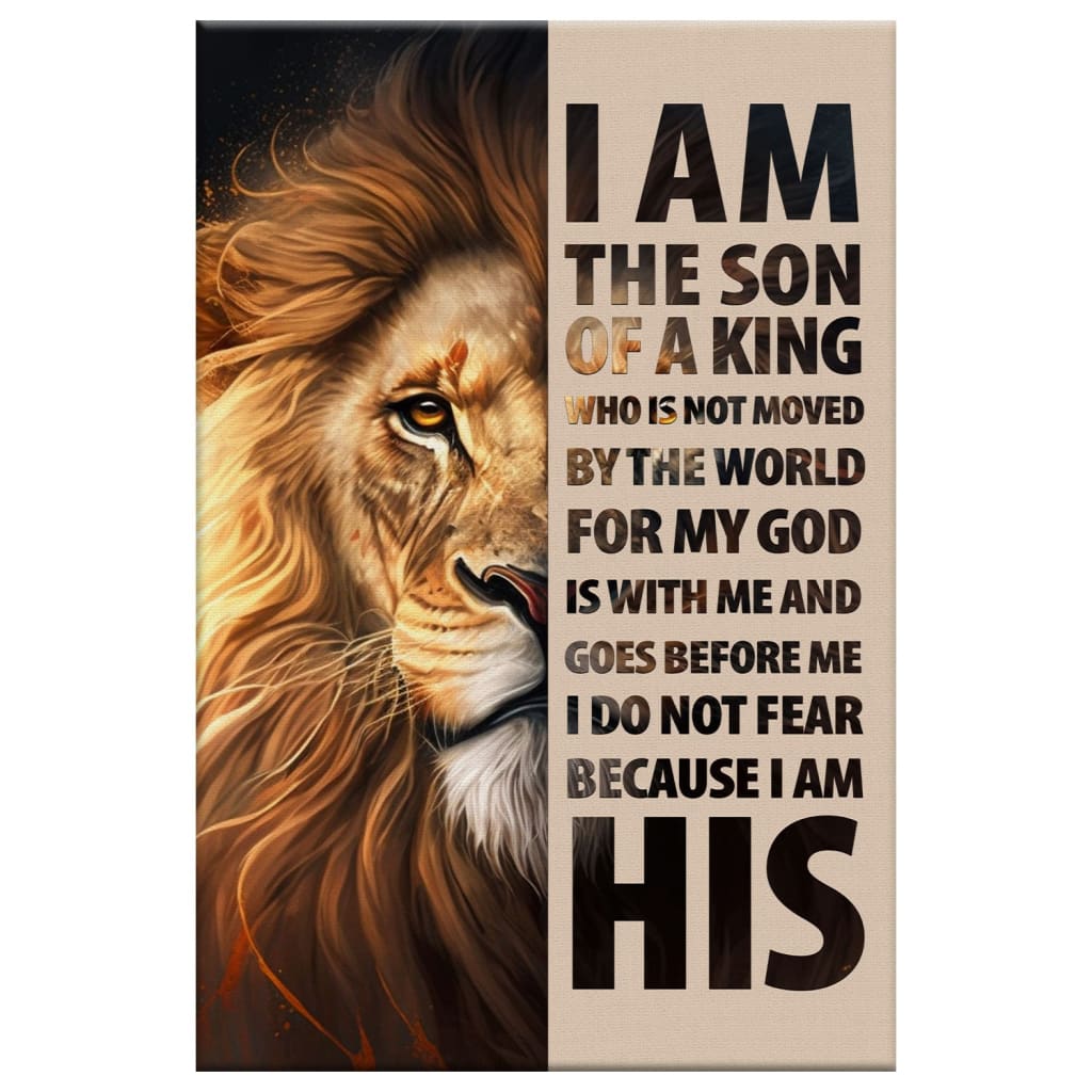 Lion Of Judah Canvas, I Am The Son Of A King, Christian Wall Art Decor