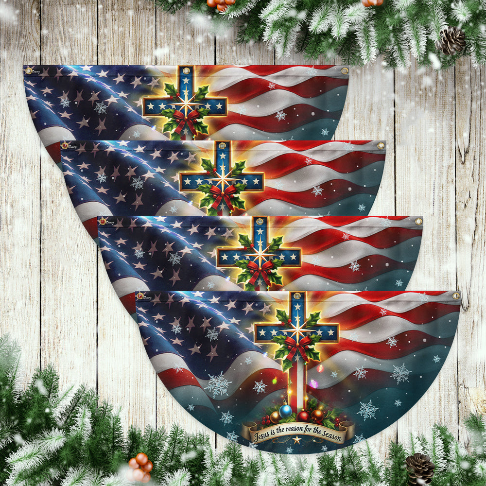 Christian Cross Christmas Jesus Is The Reason For The Season Non-Pleated Fan Flag 3-Day Shipping