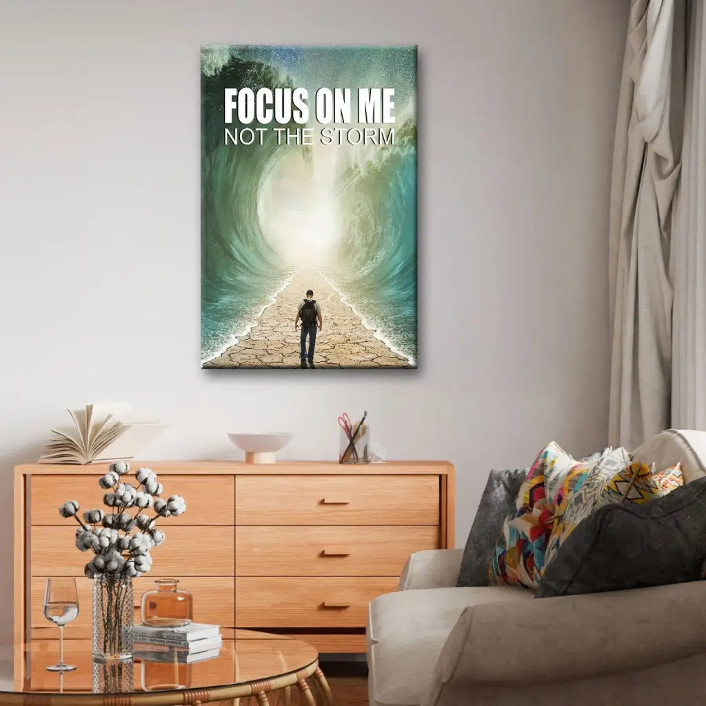 Focus On Me Not The Storm, Parting of the Red Sea, Christian Wall Art Canvas