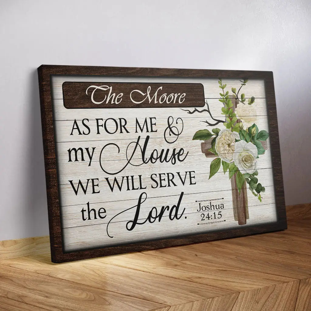 Personalized 'As For Me And My House, We Will Serve The Lord' Wall Art Canvas With Custom Family Name