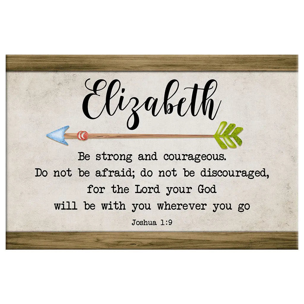 Personalized 'Be Strong and Courageous Joshua 1:9' Wall Art Canvas With Custom Name