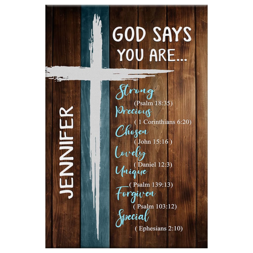 Personalized, God Says You Are Wall Art Canvas With Custom Name