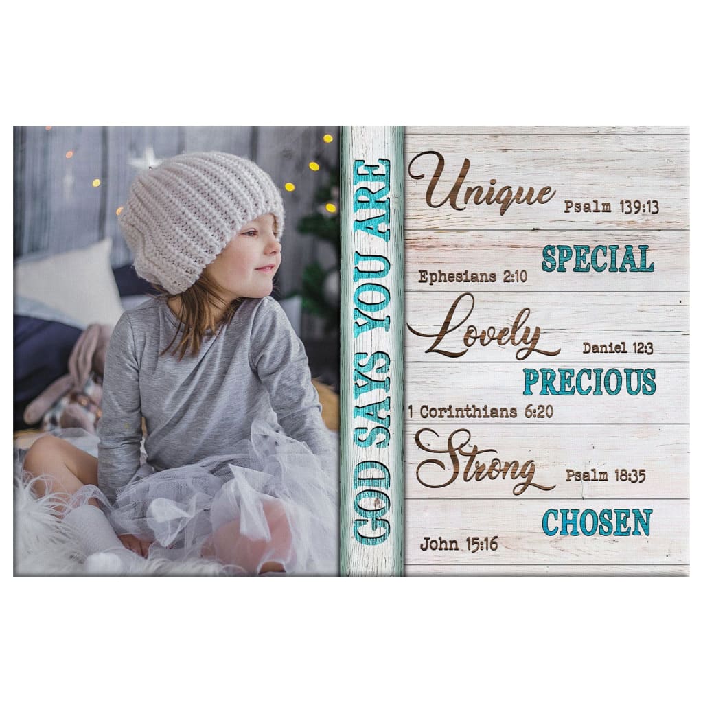 Personalized, God Says You Are, Christian Wall Art Canvas With Custom Photo