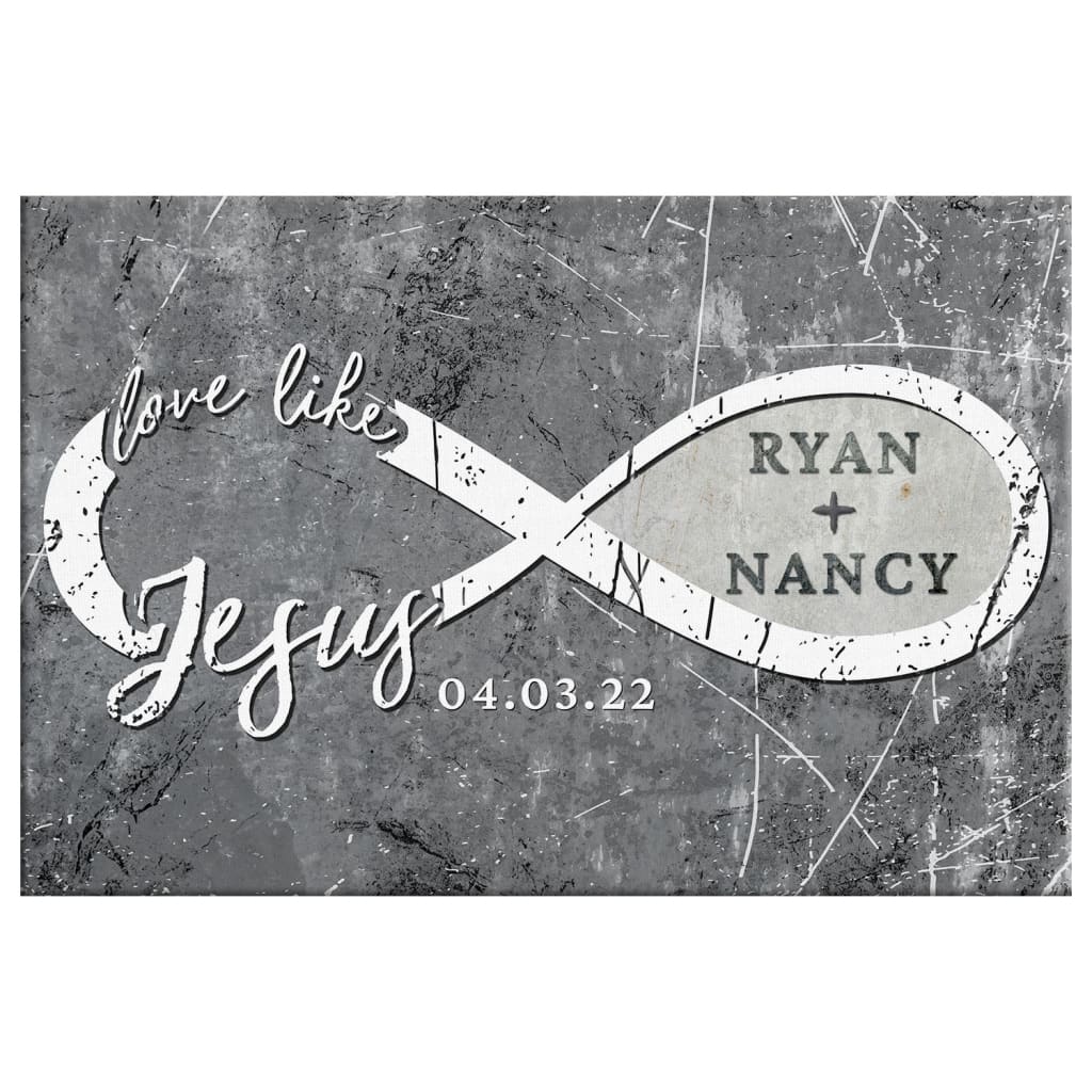 Personalized, Love Like Jesus Wall Art Canvas Print With Custom Names and Date