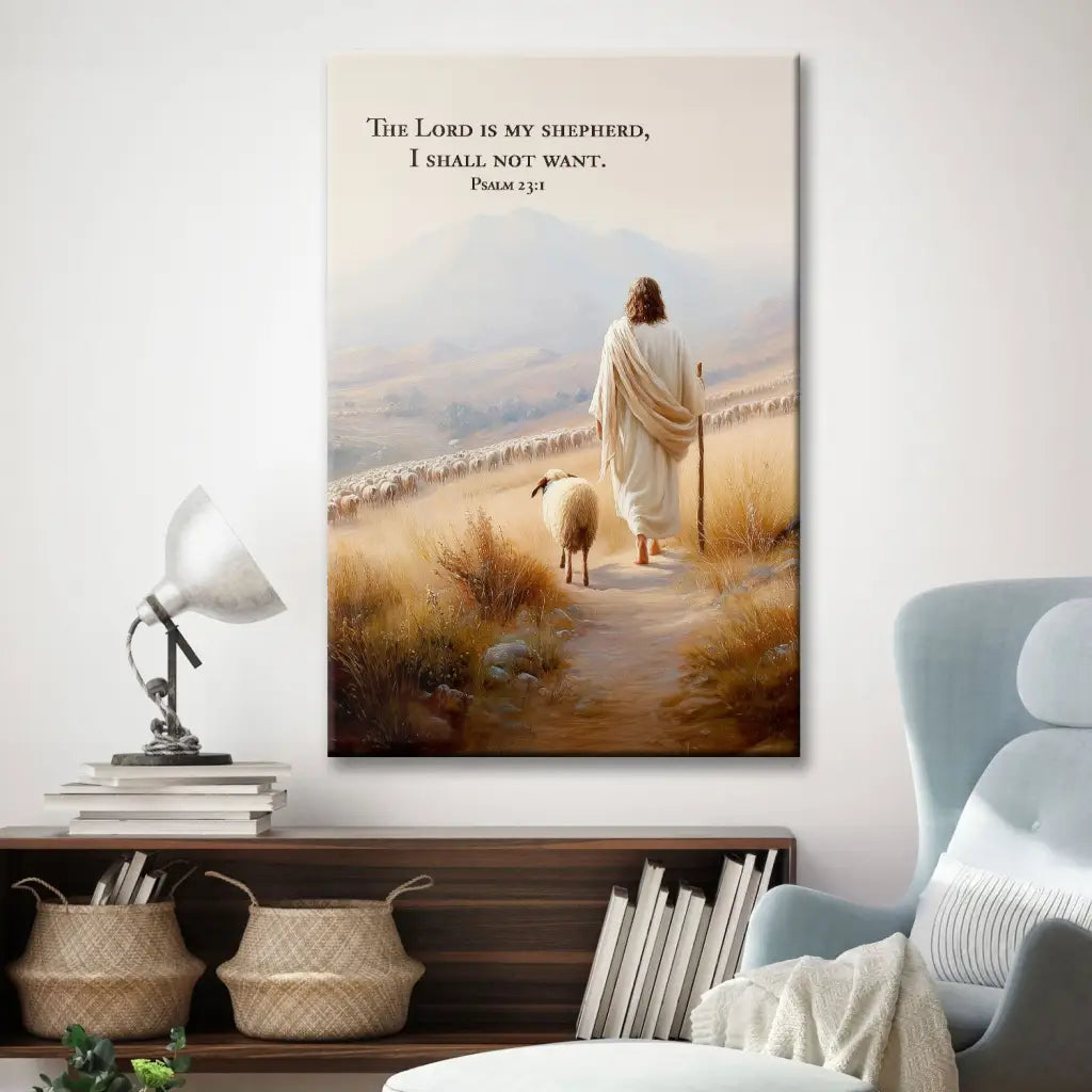 Psalm 23 KJV The Lord Is My Shepherd I Shall Not Want Wall Art Canvas