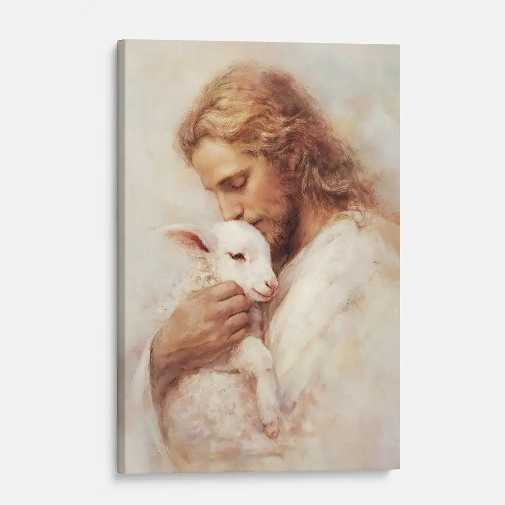 The Good Shepherd – Jesus with Lamb Wall Art Canvas