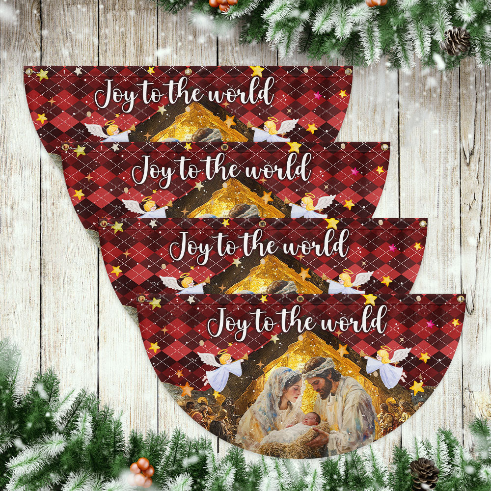 Holy Family Nativity Fan Flag - 'Joy to the World' Non-Pleated Christmas Décor - 3-Day Shipping