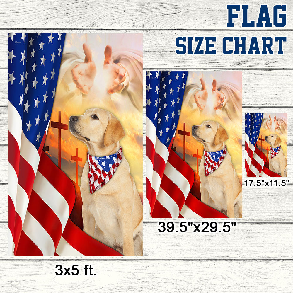 Yellow Lab Flag Labrador Retriever dog And Jesus US Flag