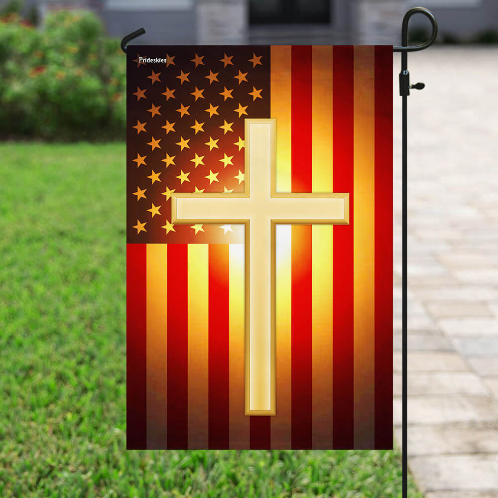 Christian Cross American US Flag