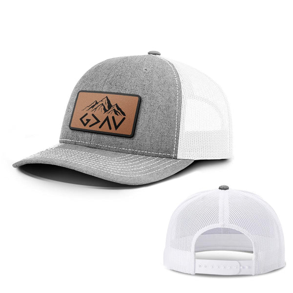 God Is Greater Than The Highs And Lows Mountain Leather Patch Hats