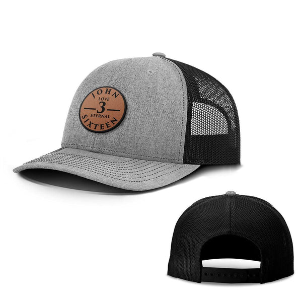 John 3 Sixteen Leather Patch Hats