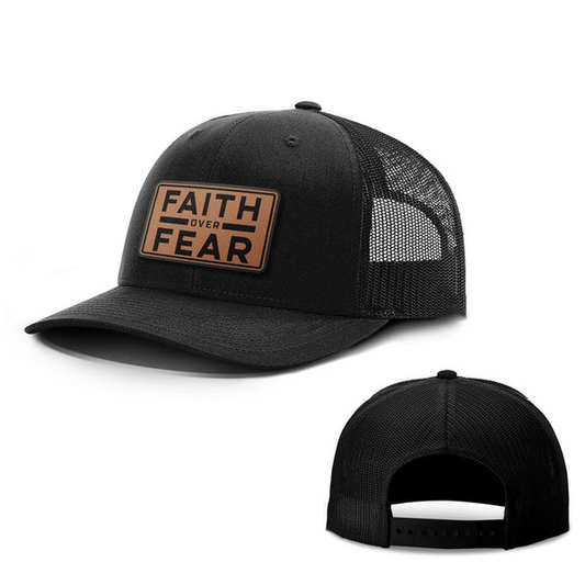 Faith Over Fear Leather Patch Hats